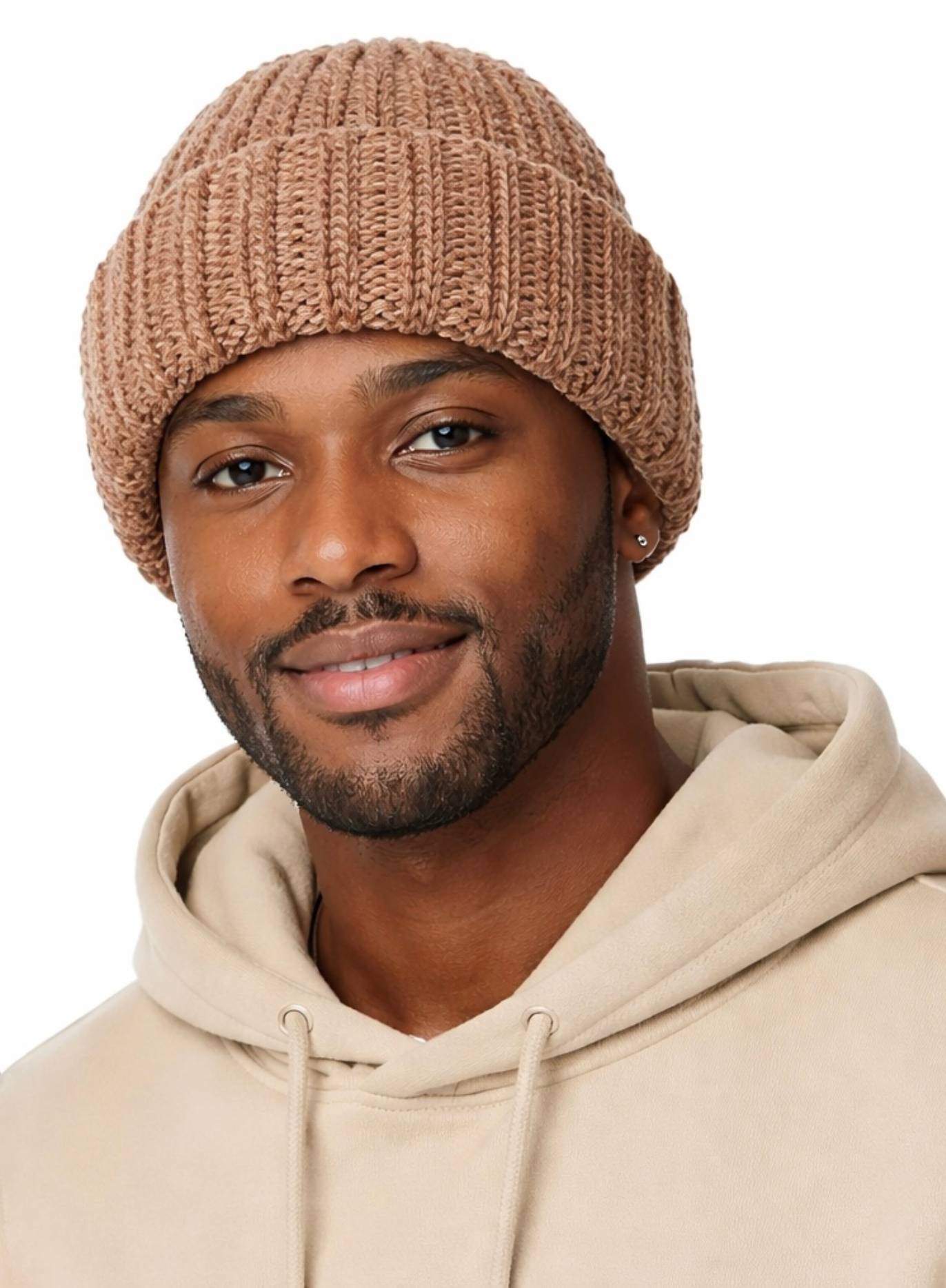 Brown Ribbed Beanie